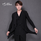 瑰意拉丁舞上衣男成人国标舞上衣表演荡领披风练功服国标舞SY116