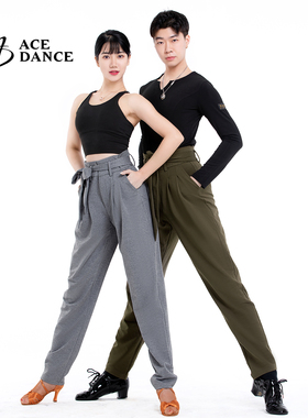 ACE dance拉丁舞裤成人男女同款小脚高腰系带练功裤牛仔恰恰DA181