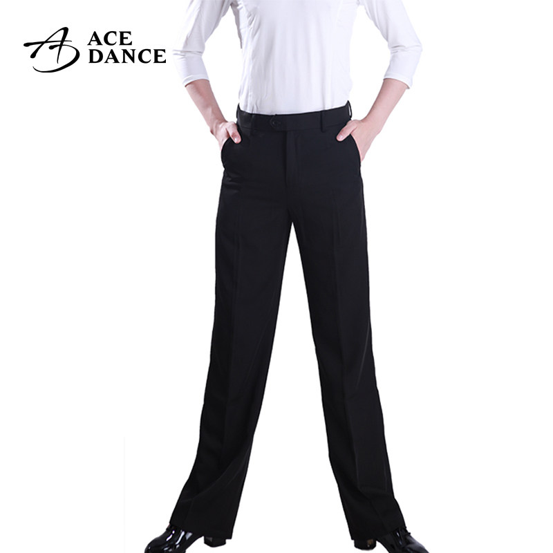 瑰意男士成人摩登舞裤子黑色修身国标舞裤拉丁舞裤广场舞裤DA072