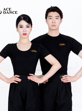 ACE dance拉丁舞摩登国标男女同款圆领棉短袖舞蹈上衣广场舞SY218