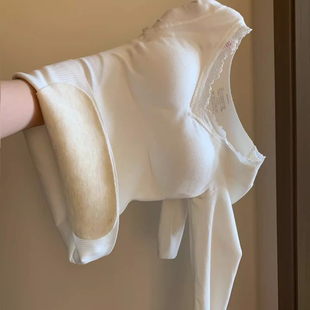 羊绒蚕丝保暖内衣女加绒加厚秋衣秋裤套装秋冬季带胸垫打底内s462