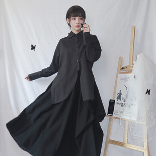 Yoji小众设计原创日系百搭宽松长袖 衬衫 暗黑山本风 CANDYPINK 女