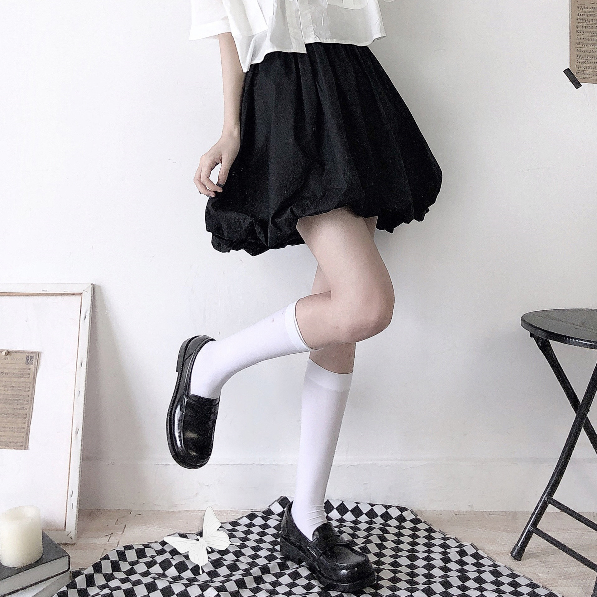 candypink原创设计 纯色百搭甜美少女感 显瘦a型蓬蓬半身花苞短裙