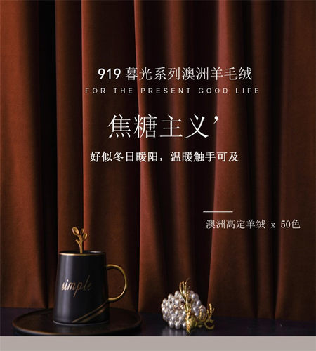 绒布窗帘澳洲羊毛绒克重1200遮光