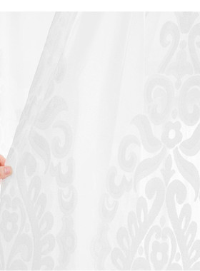 高端新款客厅北欧风格装饰白色欧式花纹图案绒纱帘飘窗窗帘纱加工