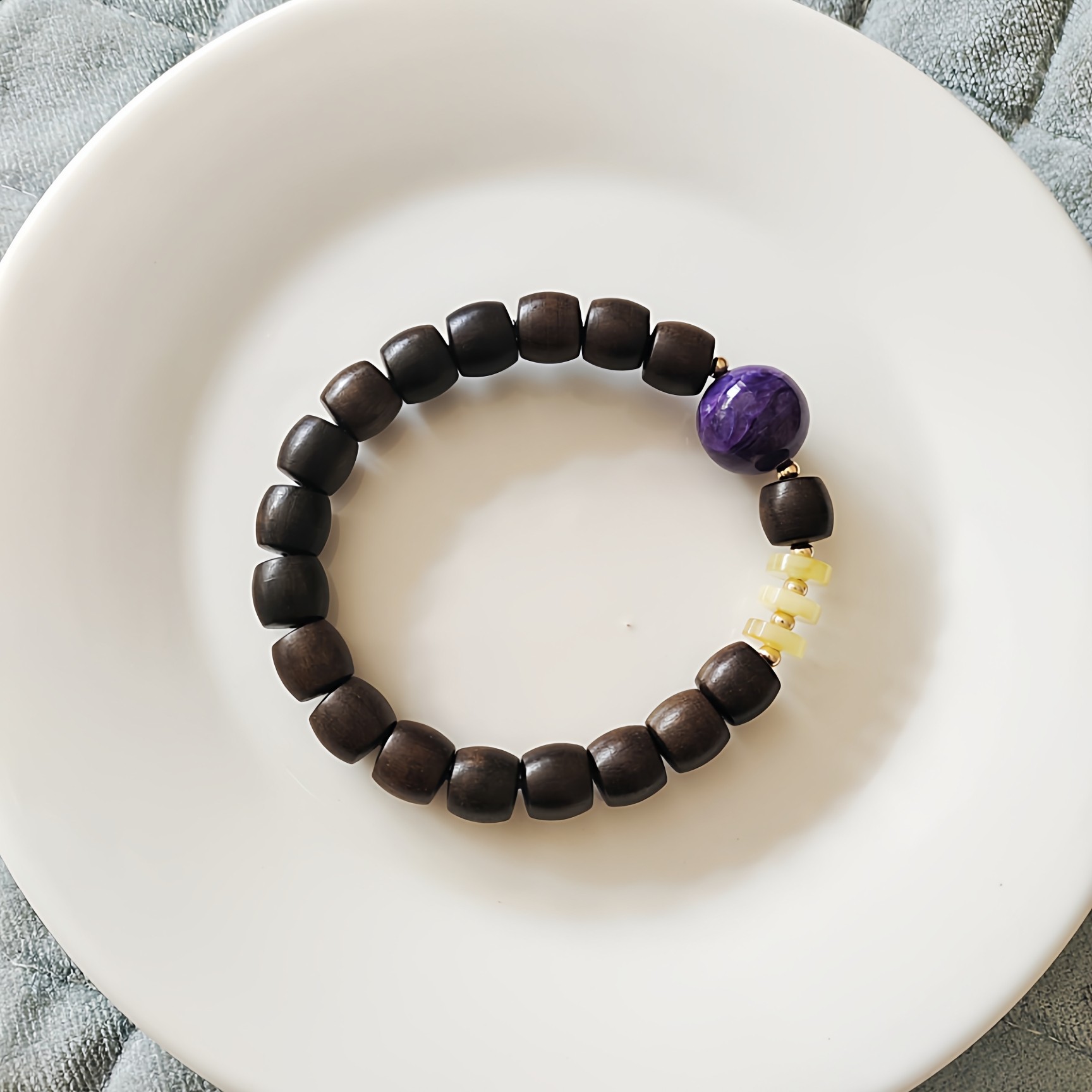 天然越南芽庄莺歌绿奇楠桶珠沉香木手串紫龙晶蜜蜡手链安神助眠