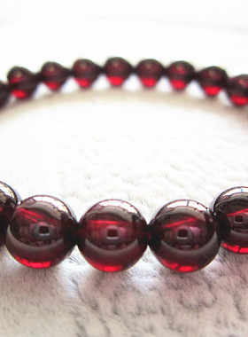 天然巴西老矿石榴石手链酒红色石榴石单圈水晶手串饰品礼物一级品