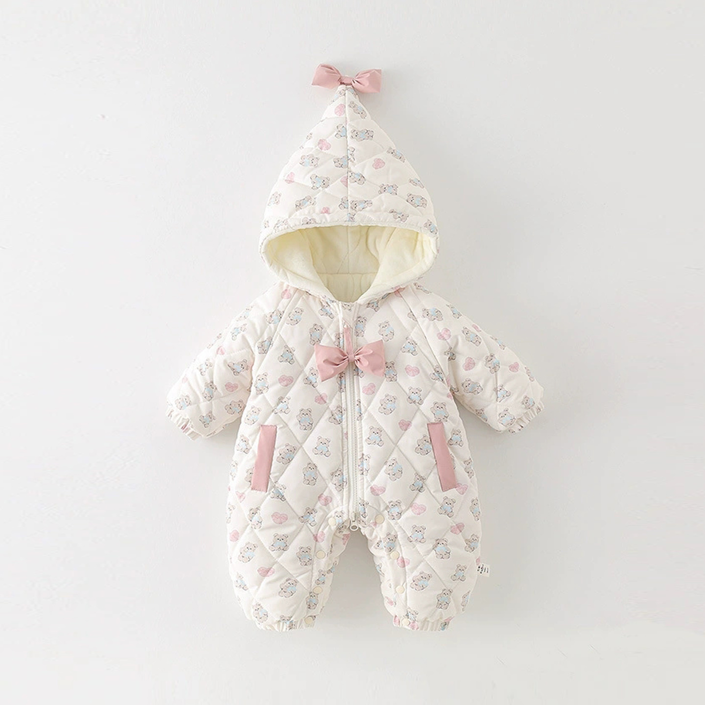 女宝宝洋气超萌可爱长袖连帽棉衣