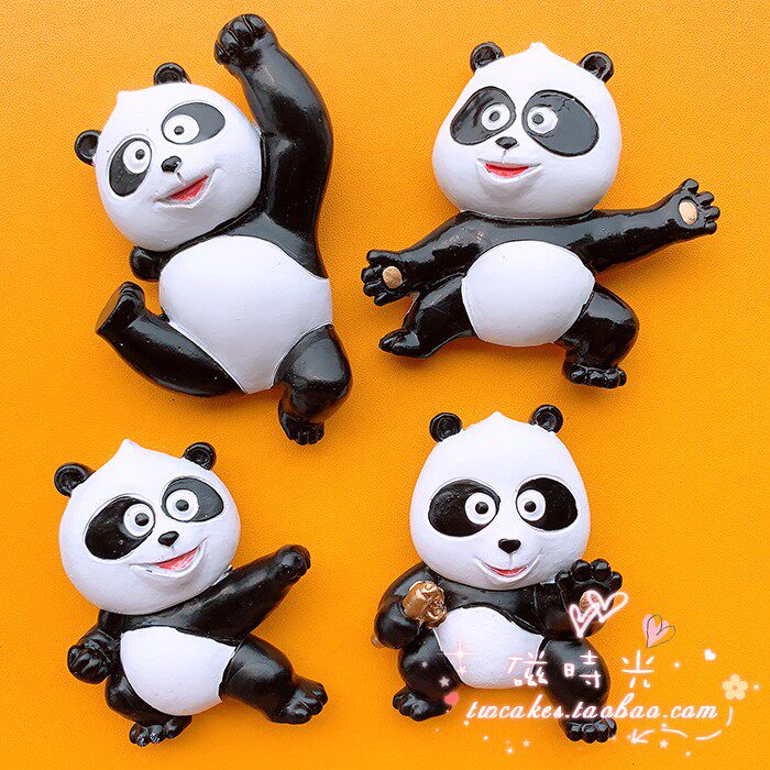 磁时光满48元包邮中国可爱功夫熊猫打拳双节棍装饰冰箱贴磁性磁贴