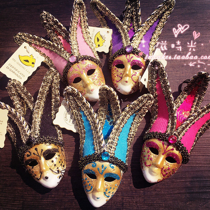 满48元包邮出口意大利威尼斯面具手工个性欧洲旅游纪念冰箱贴磁贴