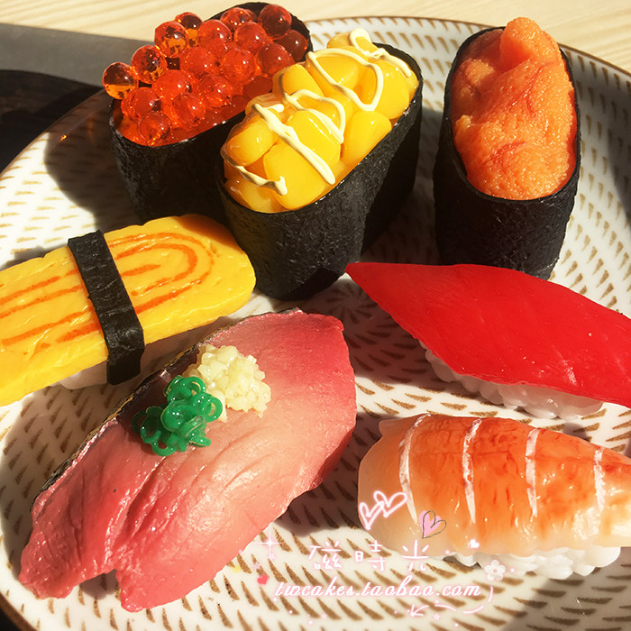 磁时光满48元包邮日式仿真食物寿司料理三文鱼海鲜冰箱磁性贴