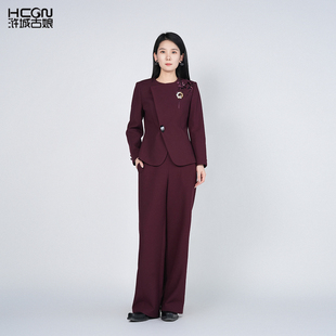 浒城古娘新款精致刺绣气质通勤时尚职业新中式国风两件套装女春秋