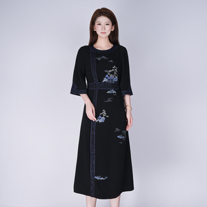 【新品热销】【中式醋酸连衣裙】