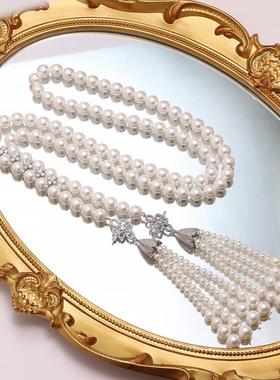 160cm干枯玫瑰奶油金超长毛衣链