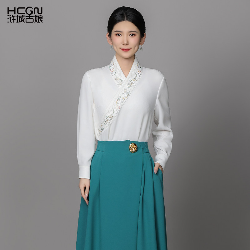 国风复古精致刺绣百搭时尚优雅经典汉服显瘦气质女士长袖衬衫上衣,女装/女士精品,衬衫,淘宝优惠券,粉丝福利购,淘宝优惠卷