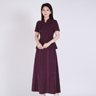 女夏季 浒城古娘新款 国风套装 高级感新中式 桑蚕丝清凉立领气质修身