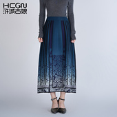 新款 女装 毛织渐变长款 浒城古娘春季 A字半身裙新中式 马面裙女春秋