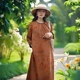 中式 立领百搭连衣裙WB250425 复古桑蚕丝国风气质女士短袖