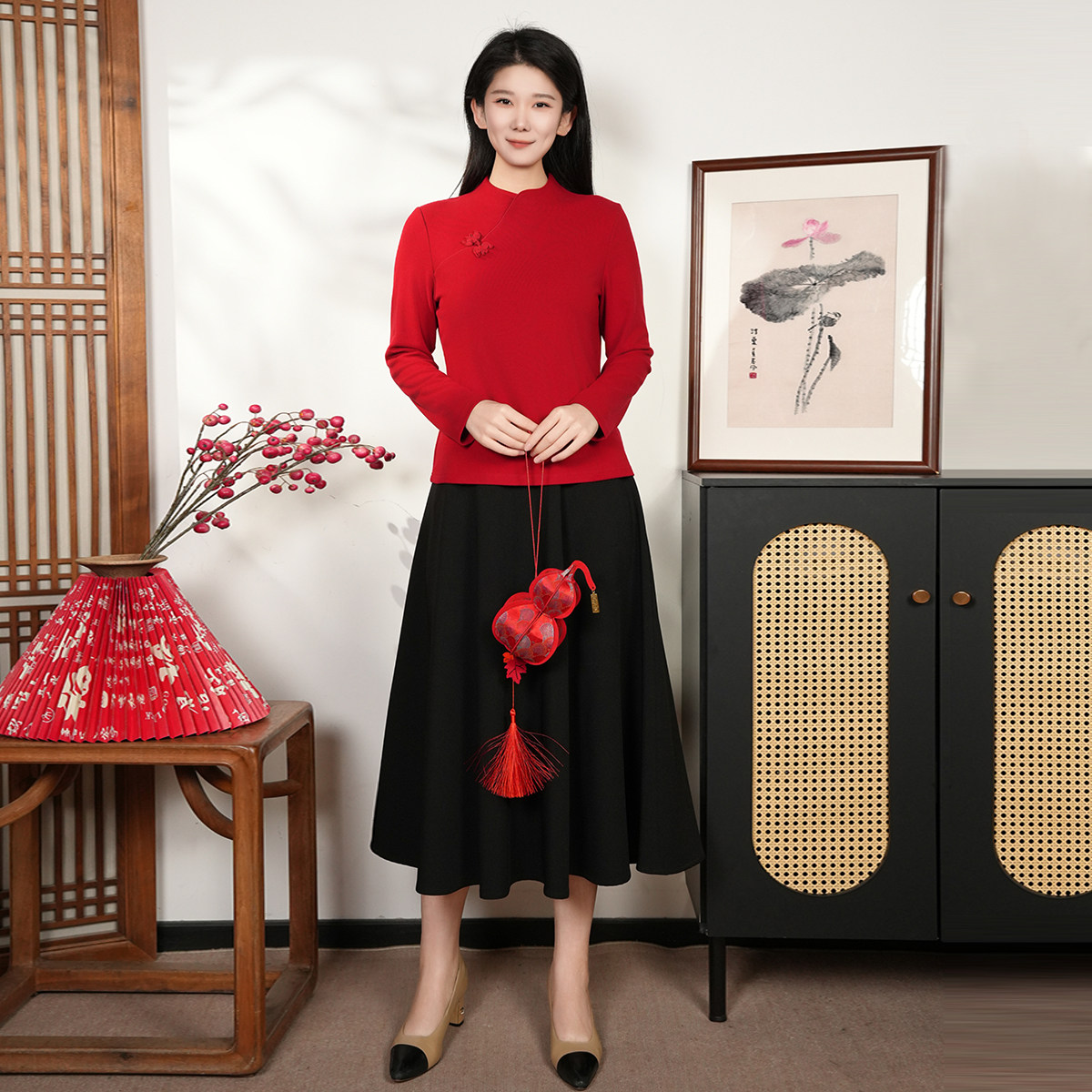 浒城古娘新款气质盘扣通勤百搭长袖新中式国风内搭T恤上衣女春秋,女装/女士精品,T恤,淘宝优惠券,粉丝福利购,淘宝优惠卷