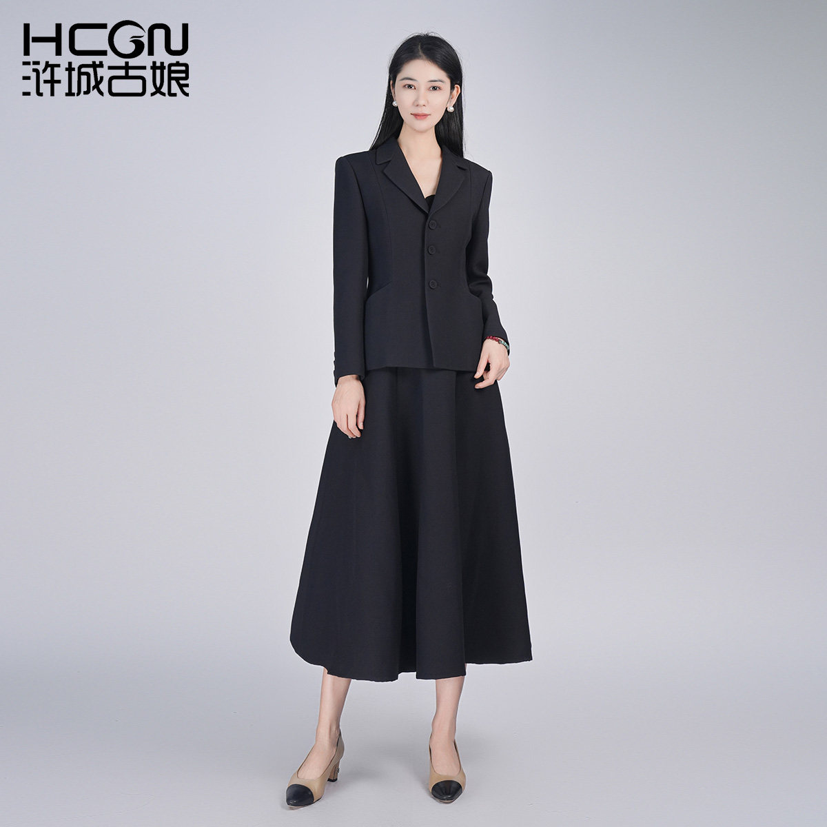 浒城古娘新款羊毛桑蚕丝气质通勤西服上衣新中式国风套装裙女春秋