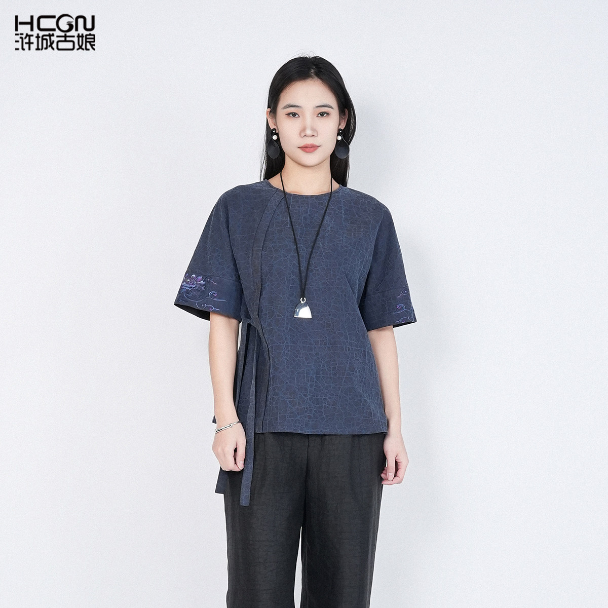 浒城古娘夏季新款女装圆领短袖T恤香云纱新中式国风上衣女款春夏,女装/女士精品,T恤,淘宝优惠券,粉丝福利购,淘宝优惠卷