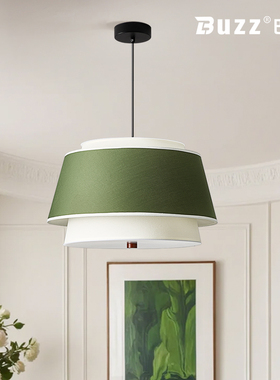 中古风客厅吊灯森系复古小清新布艺卧室主灯民宿装饰绿色餐厅吊灯