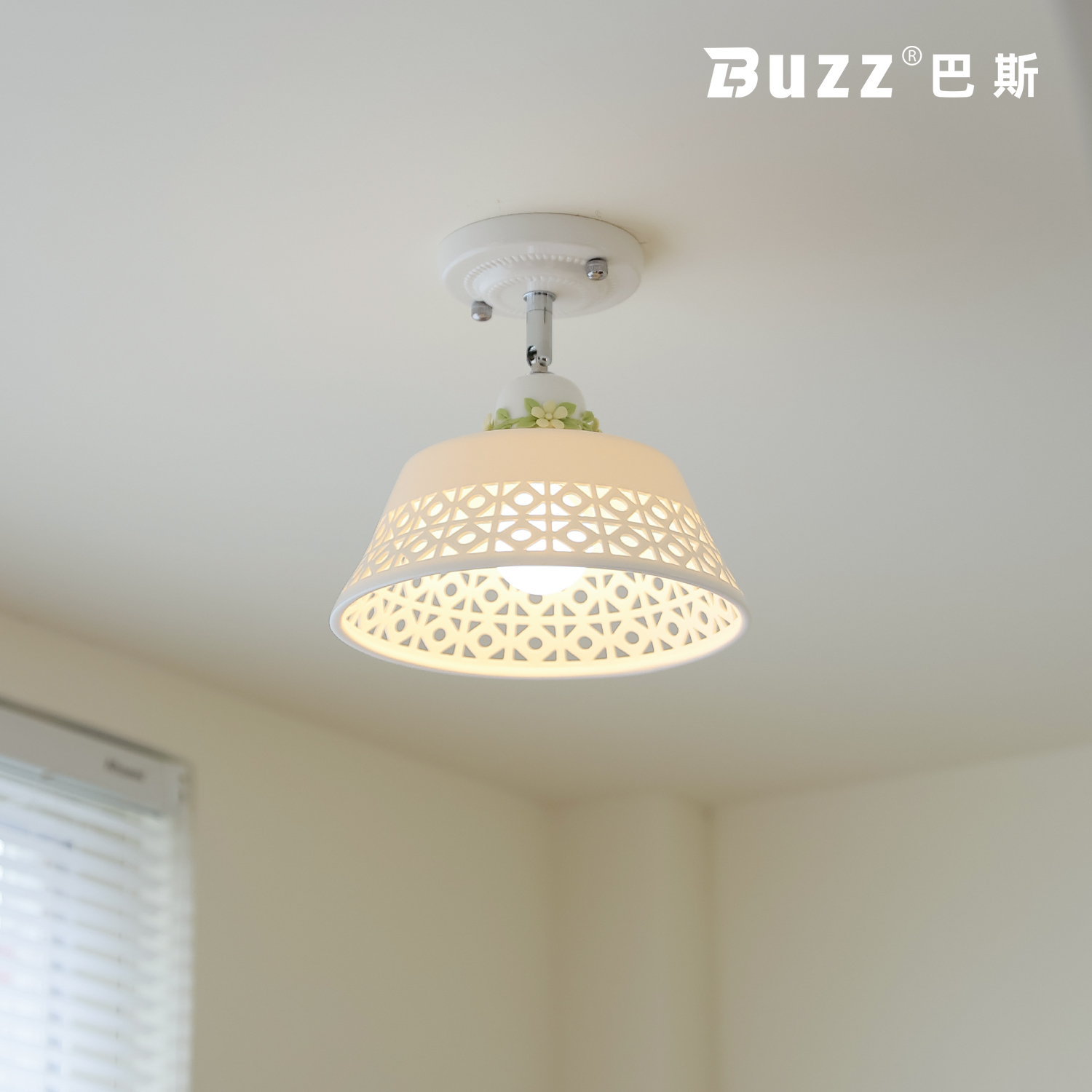 法式奶油风过道玄关灯田园风陶瓷阳台吸顶灯护眼无频闪入户玄关灯