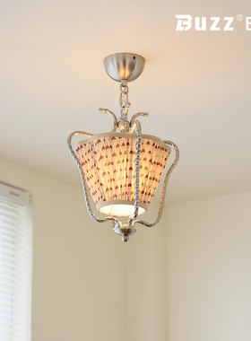 2026新款复古印花布艺过道灯中古风鸟笼入户玄关护眼灯民宿阳台灯