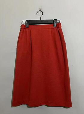 【上新价¥168】vintage  美国古着Jantzen桔红色羊毛混纺半身裙