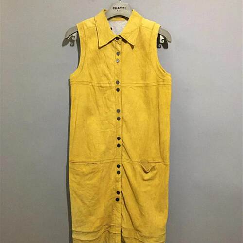 【上新价¥298】vintage  美国古着单排扣无袖坎肩翻毛皮连衣裙