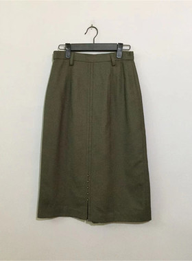 【原 价¥128】vintage  日本古着军绿色羊毛半身裙