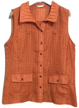 【原 价¥78】vintage  日本古着Graceful Days桔红色透视马夹