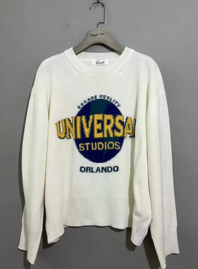 【上新价138】vintage  韩国古着VETIVER奥兰多环球影城白色毛衣