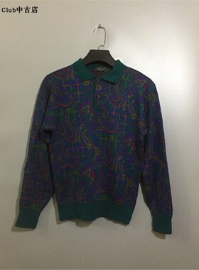 【原 价¥168】vintage  日本制古着BABRIOS腰果花暗绿色羊毛衣