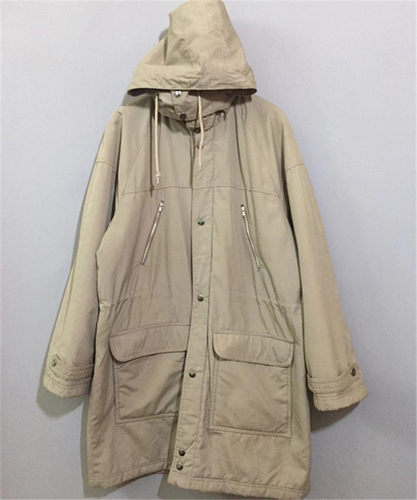 【原 价¥168】vintage  日本古着MARQUIS可拆卸帽卡其色中长棉衣