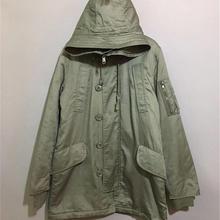 【上新价¥178】vintage  日本古着Rush Howl军绿色连帽厚款棉衣