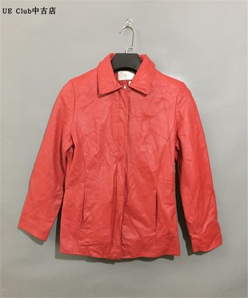 【原 价¥178】vintage 日本古着ZUMO早期90'S隐藏拉链红色牛皮衣