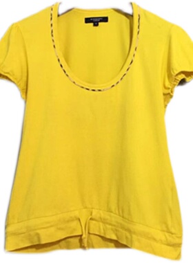 【原 价¥198】vintage  香港制  英国奢侈古着Burbe*ry黄色体恤