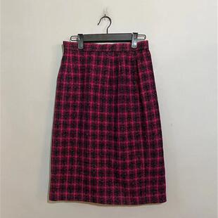 【上新价138】vintage  日本古着Addenda玫红色羊毛混纺半身裙