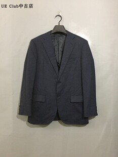 vintage 价¥178 日本古着通勤款 原 毛巾袋细竖条纹藏青色西服