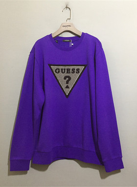 【全新品¥699】vintage  美国古着GUE*S倒三角LOGO紫色薄绒卫衣