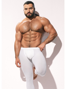 壮熊男士莫尔秋裤性感打底保暖裤青年长款线裤薄款纯色衬裤