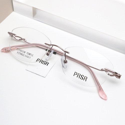 帕莎新款纯欲无框眼镜女士高级感镶钻超轻钛架近视配度数PJ79022