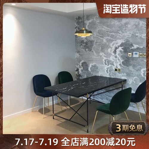 【星友家居馆】天然大理石岩板餐桌高级质感轻奢风家用饭桌子网红