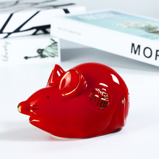 陶瓷十二生肖鼠牛龙鸡客厅办公桌面装饰玄关电视柜家居可爱小摆件