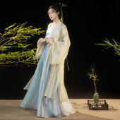 拟梦国风原创若竹宋制天丝褙子日常汉服秋款 清冷气质仙竹子刺绣女