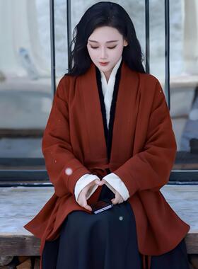 拟梦国风【情书】原创汉服明制水貂毛条对穿交破裙飞机袖秋冬日常