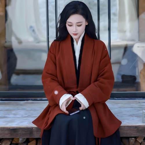 拟梦国风【情书】原创汉服明制水貂毛条对穿交破裙飞机袖秋冬日常