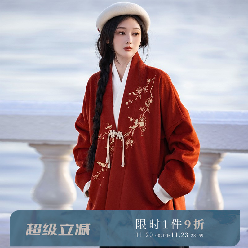 拟梦秋冬新年红色汉服外套