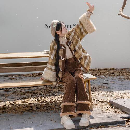 有口袋的格纹日常汉服